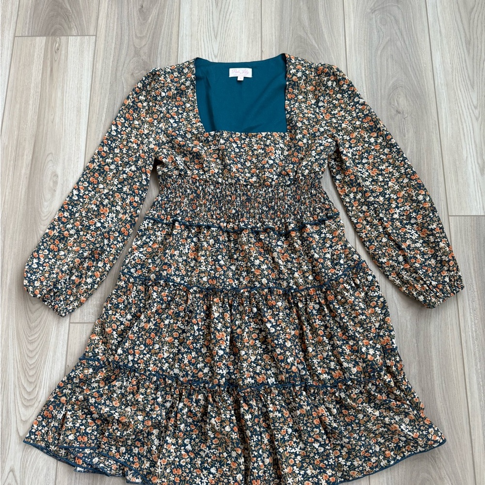 Pink Lily Floral Long Sleeve Mini Dress